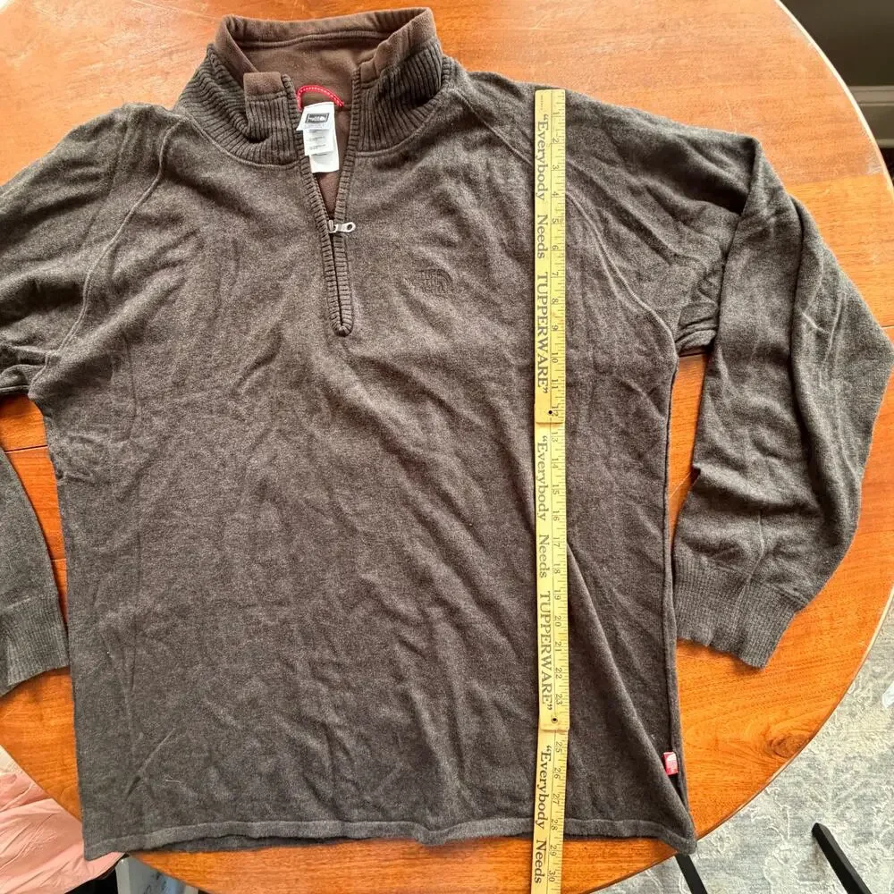 THE NORTH‎ FACE mens XXL Pullover Sweater 1/4 Zip Brown wool blend